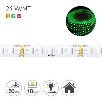 Strip Led 5m RGB 120W 24V IP20 PCB 10mm 600 SMD 4040