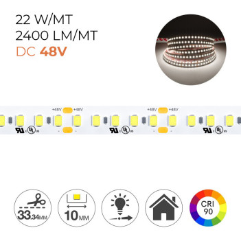 Striscia Led Serie H.C. CRI90 110W 12.000lm 48V IP20 PCB 10mm 750 Led