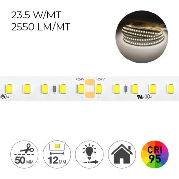 Striscia Led H.C. CRI95 130W 15600lm 24V IP20 PCB 12mm