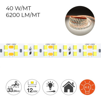 Led strip H.E. series 200W 31000lm 24V IP20 PCB 12mm 1200 SMD 2835 coil en