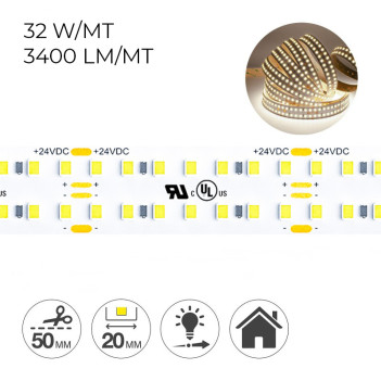 Striscia Led Larga 20mm 1400 Led 160W SMD 2835 24V IP20 su