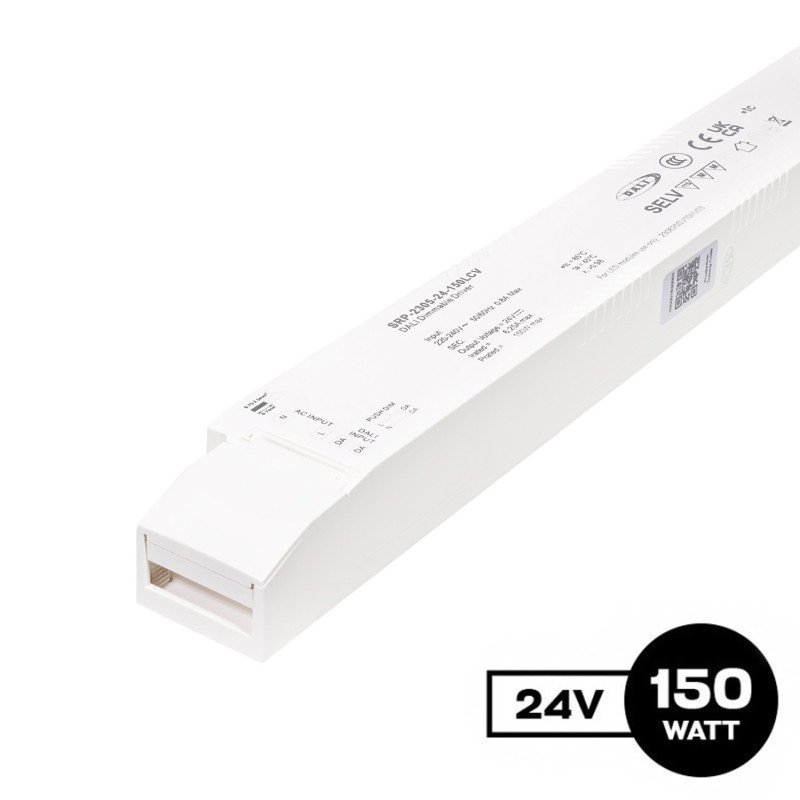 150W 24V DT6 DALI2 and Push dimmable power supply for single-color LED strips -