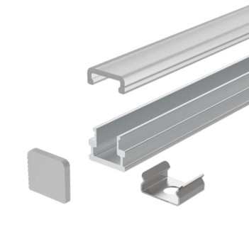 Profilo in Alluminio 0807 Mini per Striscia Led - Anodizzato 2mt - Kit Completo