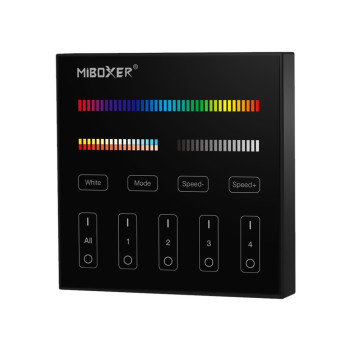 MiBoxer Mi Light Multicolour RF Wall Remote Control with RGB+CCT Dimmer 4 Zones - Black B4