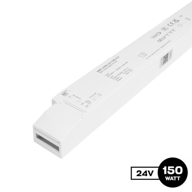 150W 24V DT6 DALI2 and Push dimmable power supply for single-color LED strips -