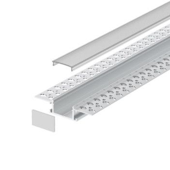 6214 Aluminium Plasterboard Profile for Led Strip - Anodised 2mt - Complete Kit