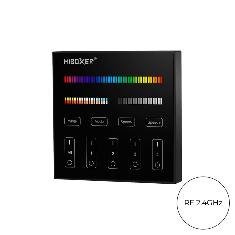 MiBoxer Mi Light Multicolour RF Wall Remote Control with RGB+CCT Dimmer 4 Zones - Black B4