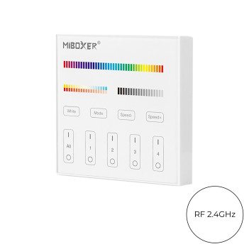 MiBoxer Mi-Light Multicolour RF Wall Remote Control with Dual White RGB + CCT Dimmer 4 Zone Full Touch B4