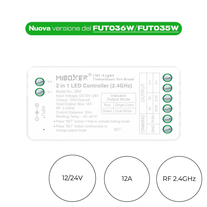 Miboxer FUT035S+ Ricevitore per strisce led monocolore e CCT Dual White