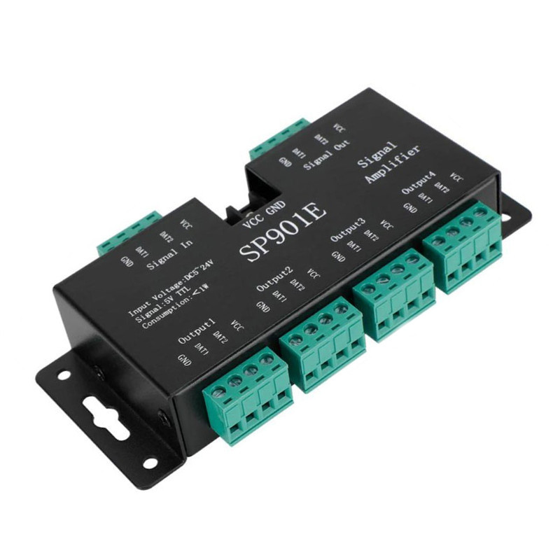 Amplificatore Segnale SPI per Strisce LED Digitali 5-24V con 4 Uscite