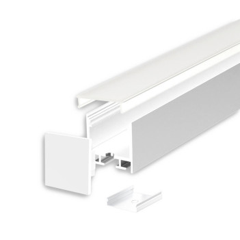 Profilo in Alluminio 2525 per Striscia Led - Bianco 2mt - Kit Completo