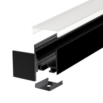 2525 Aluminium Profile for Led Strip - Black 2mt - Complete Kit