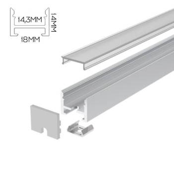 Aluminum Profile with Magnet L348 for Led Strip - Anodized 2mt - Complete Kit