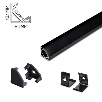 45° black dissipating aluminium angle profile for LED strip