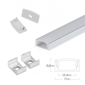 CC-32 Aluminum Profile for Led Strip - Anodized 2mt - Complete Kit