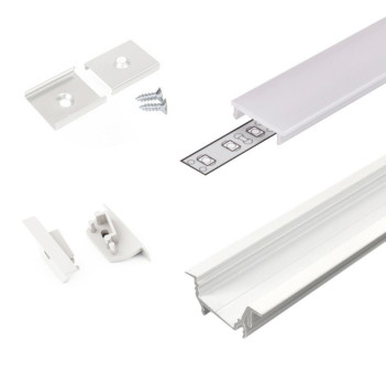 DIAGONAL14 Recessed Aluminum Profile for Led Strip - White 2mt - Complete Kit en