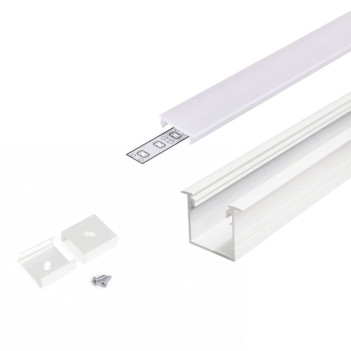 LINEA-IN20 Recessed Aluminum Profile for Led Strip - White 2mt - Complete Kit en