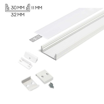 WIDE24 Aluminum Profile for Led Strip - White 2mt - Complete Kit