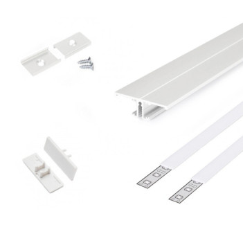 Profilo in Alluminio da Parete BACK10 per Strisce Led - Bianco 2mt - Kit