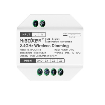 MiBoxer Mi Light PUSH1-3 Trasmettitore Dimmer 2.4GHz per 3 Pulsanti