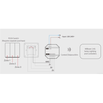 MiBoxer Mi Light PUSH1-3 2.4GHz Dimmer Transmitter for 3 Buttons