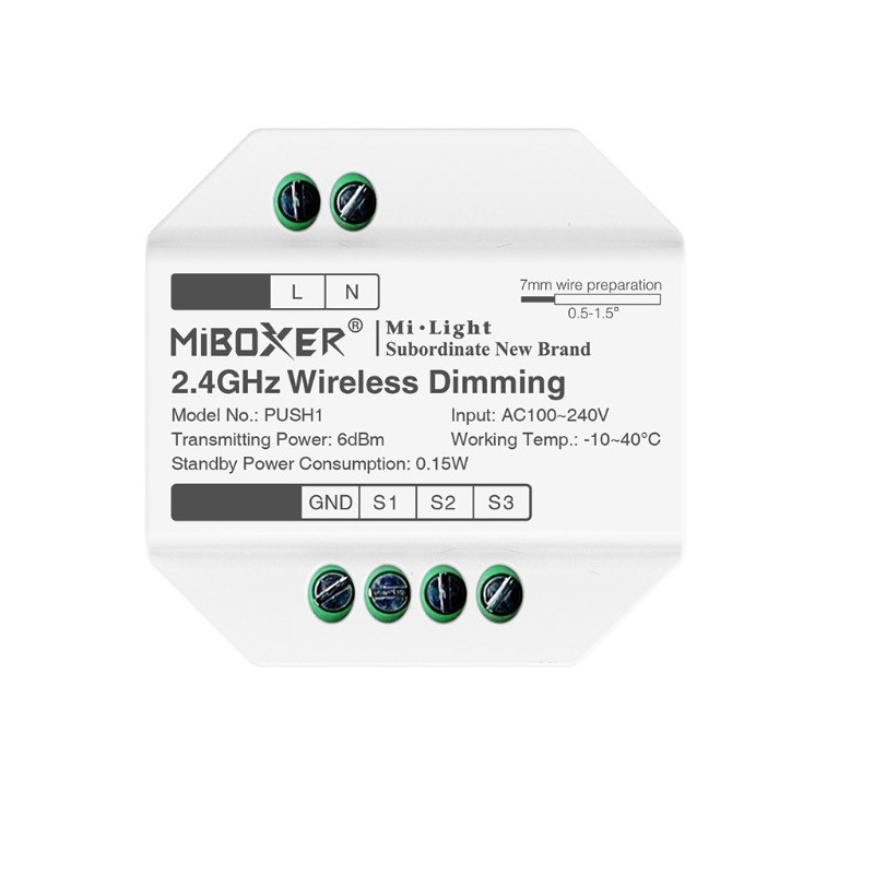 MiBoxer Mi Light PUSH1 Trasmettitore RGB+CCT 2.4GHz per Pulsanti