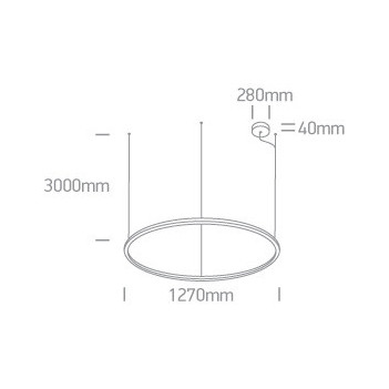 Lampada Circolare a Sospensione Serie Helio 65W 4300lm Diametro 1270mm Colore Nero