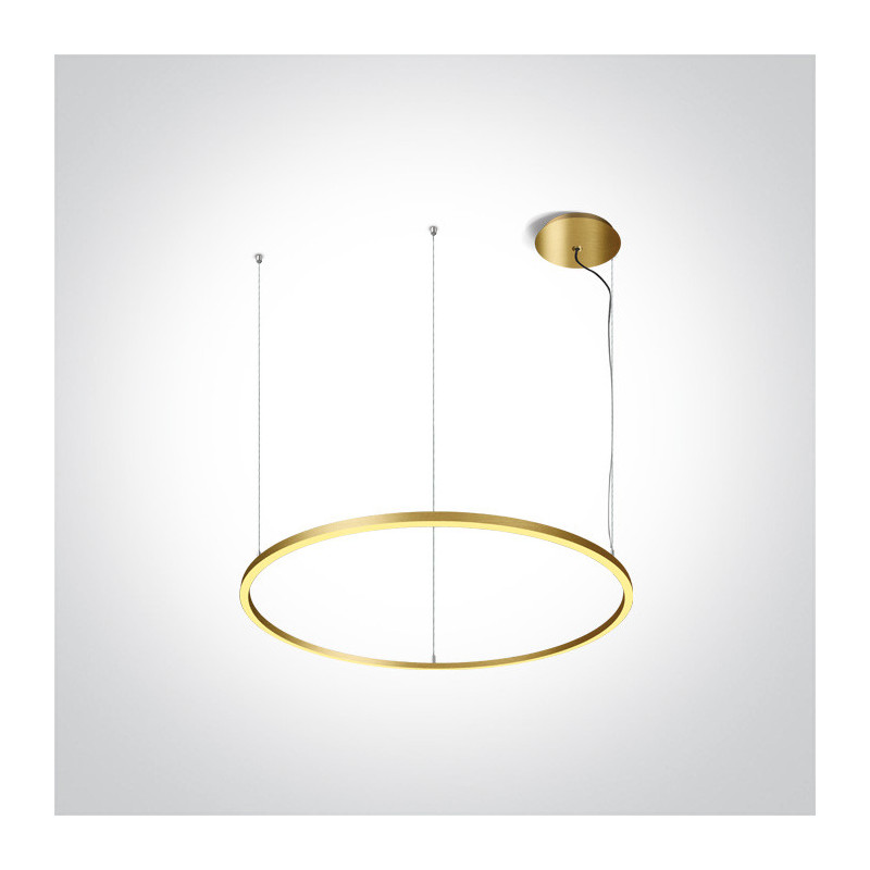 Lampada Circolare a Sospensione Serie Helio 65W 4300lm Diametro 1270mm Colore Oro Spazzolato