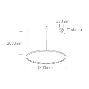 Lampada Circolare a Sospensione Serie Helio 100W 6500lm Diametro 1800mm Colore Nero