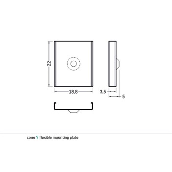 Set of 2 Y-CONE hooks for aluminium profile