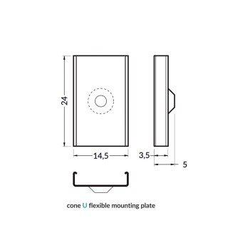 Set of 2 U CONE Hooks for Aluminium Profile