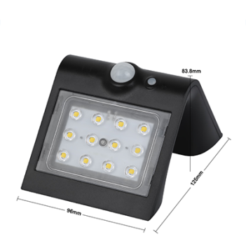 Applique Led da Parete Solare SWIL1 IP65 Nero con Sensore di Movimento