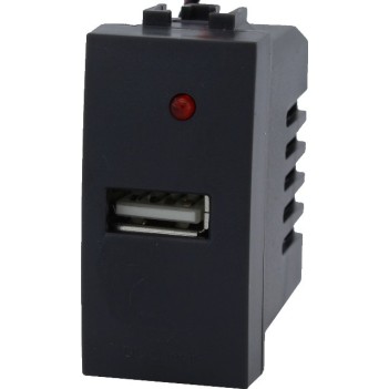 Presa USB 2A 5V nera compatibile con Bticino Living Light