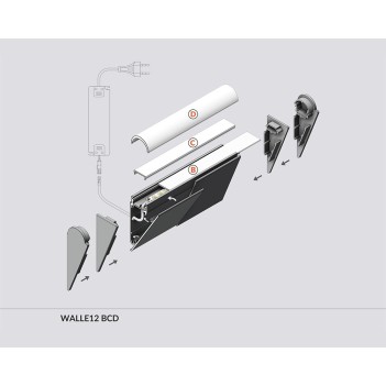 Wall-mounted Aluminum Profile WALLE12 for Led Strip - White 2mt - Complete Kit