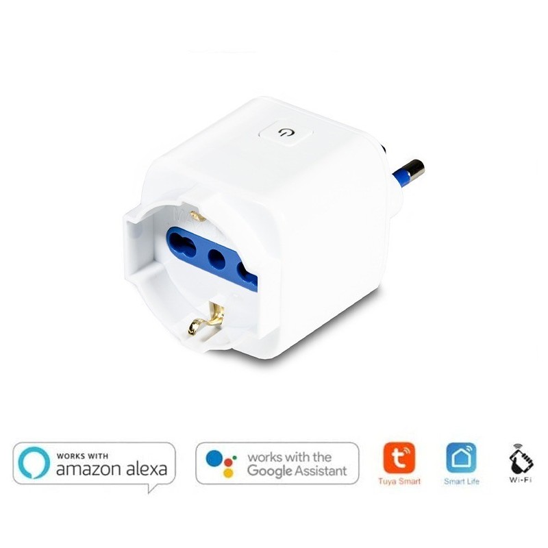 Presa Bipasso 16A con Lettura Consumo Smart WiFi Compatibile con Alexa