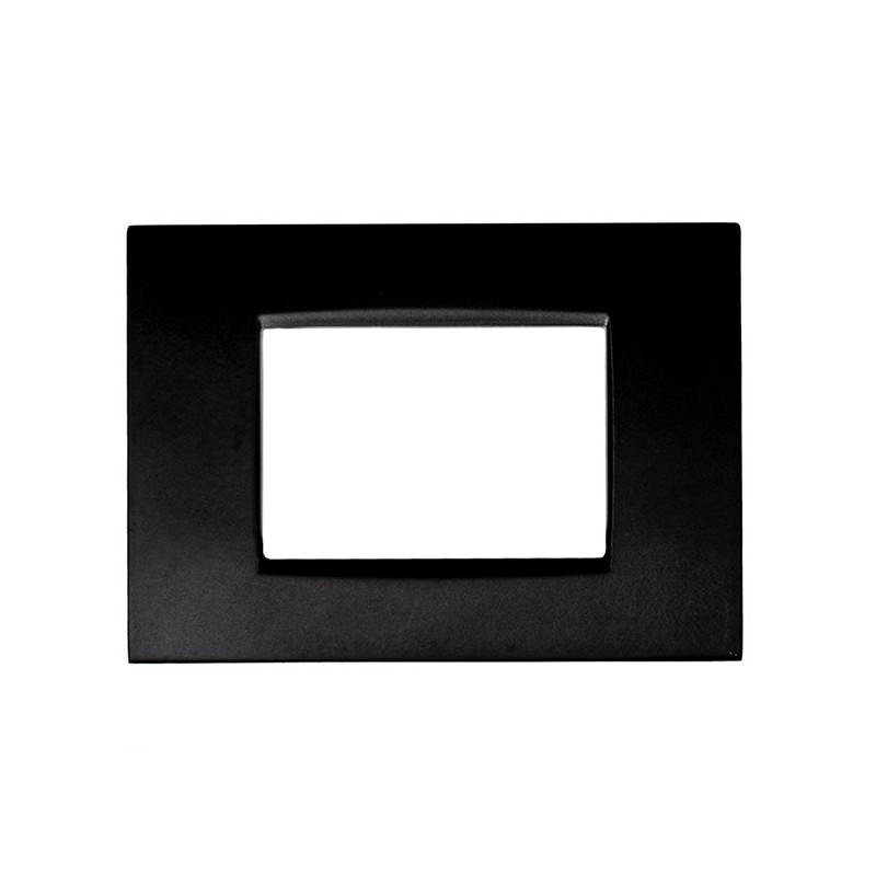 Placca Metallo 3 Moduli Nero T4 compatibile Bticino LivingLight Air CBM7003-2 en