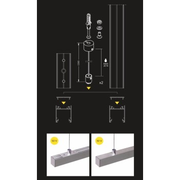 Cavo Sospensione SELV 50V per Profili LINEAR20, VARIO30