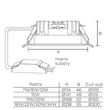 NVC - Downlight Plafoniera da Incasso 15W 100D 1215lm Foro 125mm en