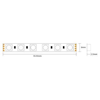 Strip Led 5m RGB 70W 24V IP20 PCB Slim 6mm 540 SMD 5050