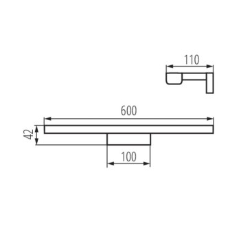 Wall lamp 12W 850lm 4000K 230V IP44 - ASTEN 60cm Black